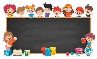 Funny Children With Empty Blackboard vector