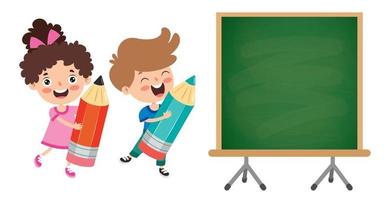 Funny Children With Empty Blackboard vector