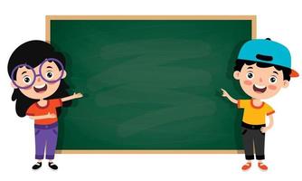 Funny Children With Empty Blackboard vector