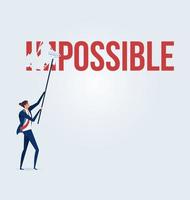 Businessman turning the word Impossible into Possible vector