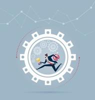 Businessman running inside wheel. Concept business vector illustration