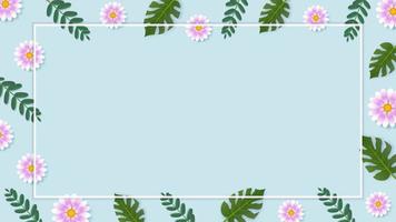 Beautiful exotic flower vector background with leaves