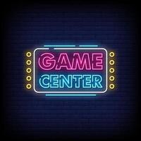 Game Center Neon Signs Style Text Vector