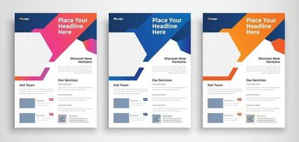 Travel flyer template design with contact and venue details vector