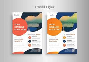 Travel flyer template design with contact and venue details vector