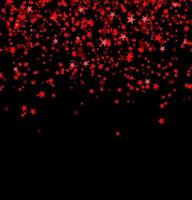 Red stars falling from the sky on black background vector