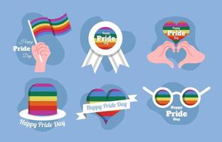 Set of Happy Pride Day Stickers vector