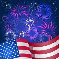 Fireworks with American Flag Background vector