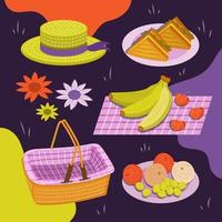 Background of Picnic Elements vector