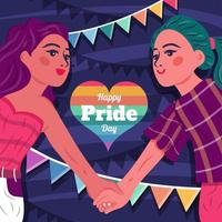 Happy Pride Day with Women Couple Holding Hand vector