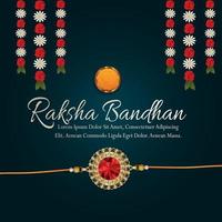 Happy raksha bandhan greeting card with  vector illustration of garland flower