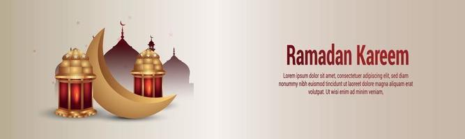 Linterna islámica árabe de ramadan kareem banner o encabezado vector
