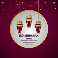 concepto de diseño plano del festival islámico eid mubarak con linterna islámica vector