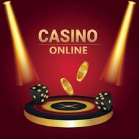 Online casino vip vector illustration with 3d roulette wheel and gold coin