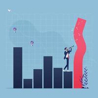 Financial growth management concept. Businessman playing the flute to control stock market graph vector