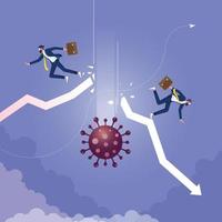 El coronavirus golpea el mercado de valores a la baja. vector de concepto de negocio