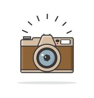 Flat style vintage camera vector sign