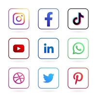 social media logo in lined square frame vector