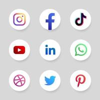 Social media logos in the circle frame