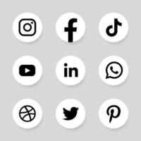 logotipo monocromático famoso de redes sociales en marco circular vector