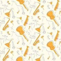 Seamless pattern with guitar and wind instruments vector