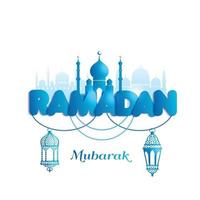 Ramadan Kareem greeting card witx text Ramadan and mosque vector