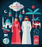 Ramadán kareem conjunto de iconos de árabe vector