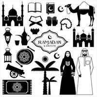 Ramadan Kareem icons set of Arabian. vector