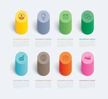 Cylinder infographic template 8 data background vector