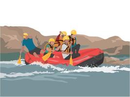 Aventura de rafting en vector gráfico de ilustración