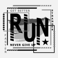 Sport Run Lettering print shirt vector