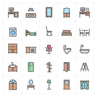 Furniture and Decor Line with Color Icon vector