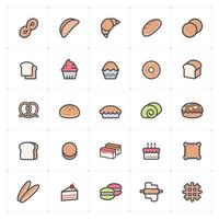 panadería y dulce línea con icono de color vector