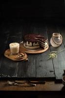 Chocolate cake with butter cream catering menu photo