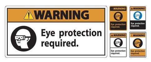 Señal de advertencia símbolo requerido protección ocular aislar sobre fondo blanco. vector