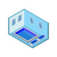 habitación con piscina isométrica vector