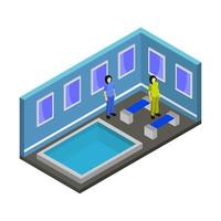 habitación con piscina isométrica vector