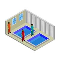 habitación con piscina isométrica vector