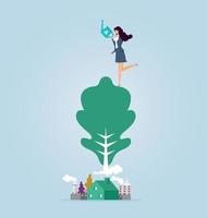 Businesswoman protects and preserves the environment vector