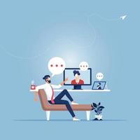 Working from home. Concept of people working online vector