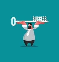 Business success concept. Businessman holding key of success vector