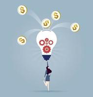 Turning a new invention idea into money concept vector