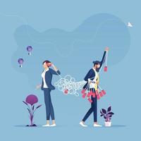 Bad communication relationship with tangled lines. Business communication concept vector