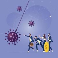 Stop Coronavirus pandemic causing financial crisis. Business leadership concept