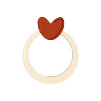 Gold ring with a heart on a white background. Decoration for a marriage proposal. a beautiful accessory for a wedding ceremony. Romantic gift. vector