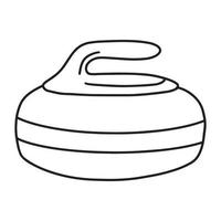 The curling stone is isolated on a white background. Vector illustration in the doodle style