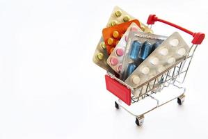 Shopping cart filled with pills photo