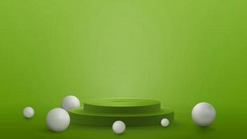 Green abstract scene with empty podium with realistic spheres Scene for your product presentation vector