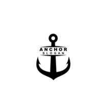 Icono de logotipo de vector de ancla simple premium diseño de símbolo de ilustración náutica marítima