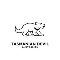 animal australiano feroz diablo de tasmania zoológico nacional icono de vector logo negro ilustración diseño gráfico
